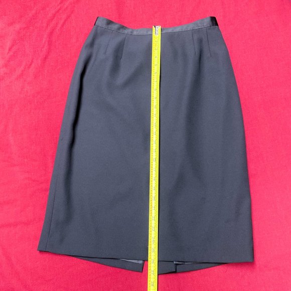 Vintage Black Pencil Women's Skirt Satin Style Lining & Band Jones Nine West 12 - Picture 3 of 9
